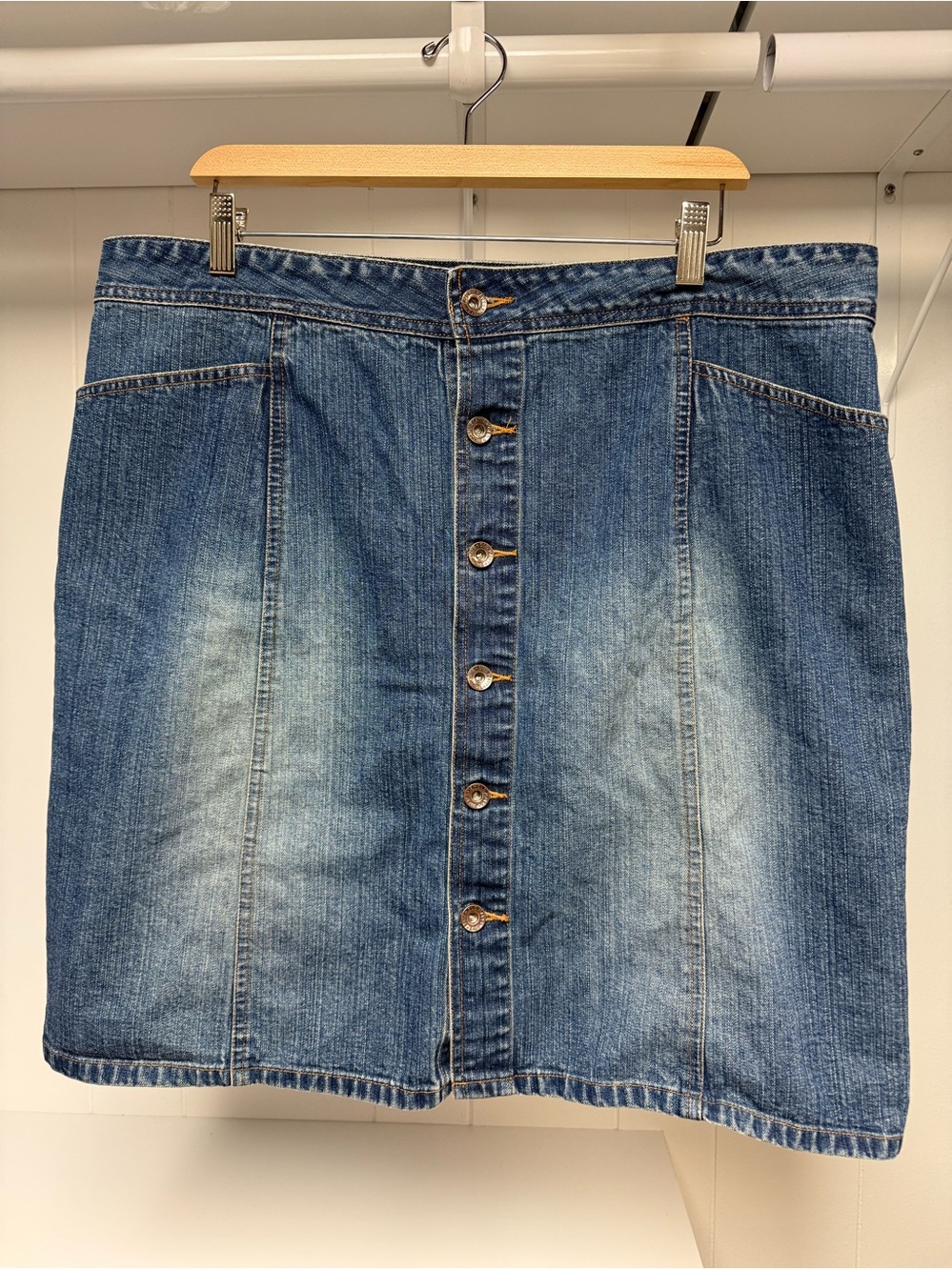 Vintage Old Navy High Waisted Button Front Denim Jean Skirt Y2K Size 16